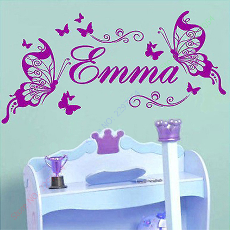 Baby Nursery Decor Girl - Vinilo de mariposas con nombre personalizado,