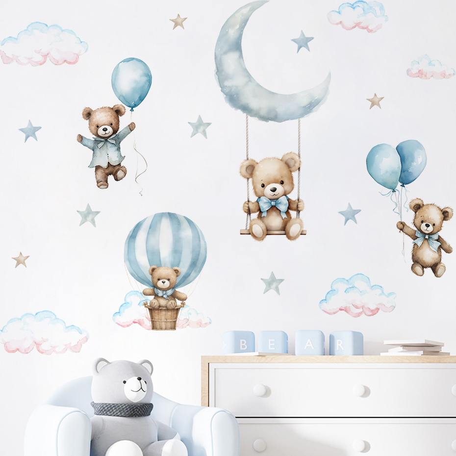 Baby Nursery Boy - Pegatinas de pared de nube con