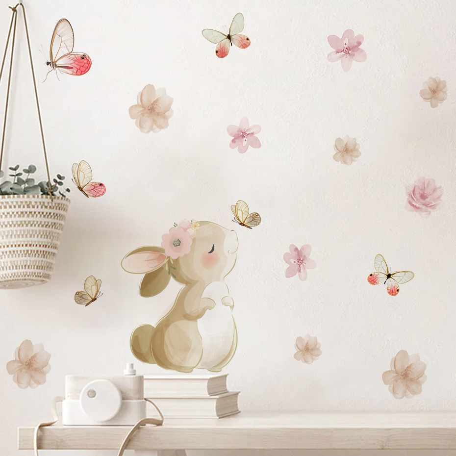 Baby Nursery Decor Girl - Pegatina de pared de mariposa y