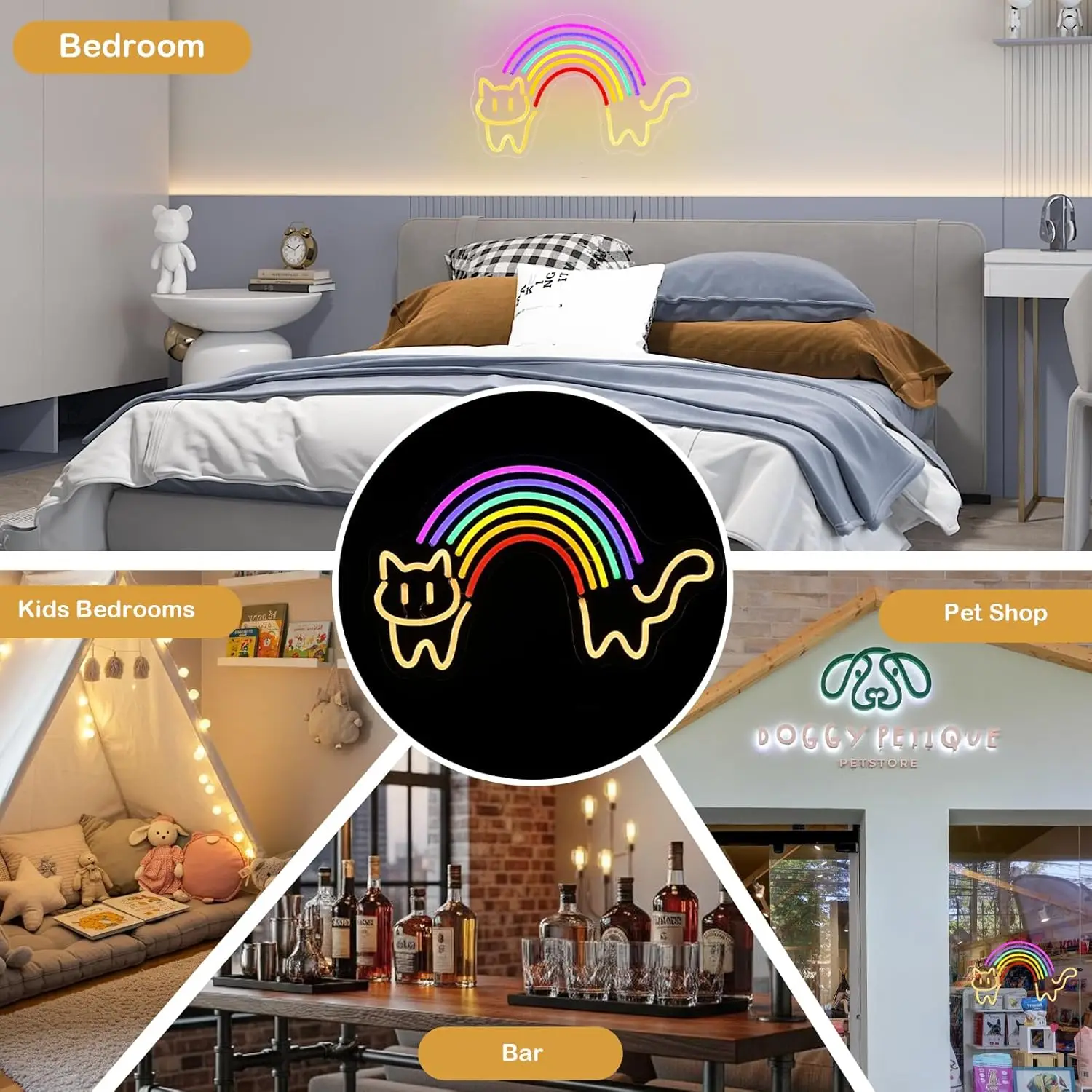 Letrero de neón de gato arcoír - Baby Nursery Wall Lights reseña y precio